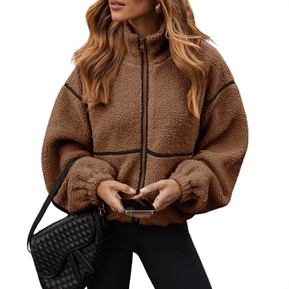 Dames Teddy Fleece Jas Warm Modern Design met Rits