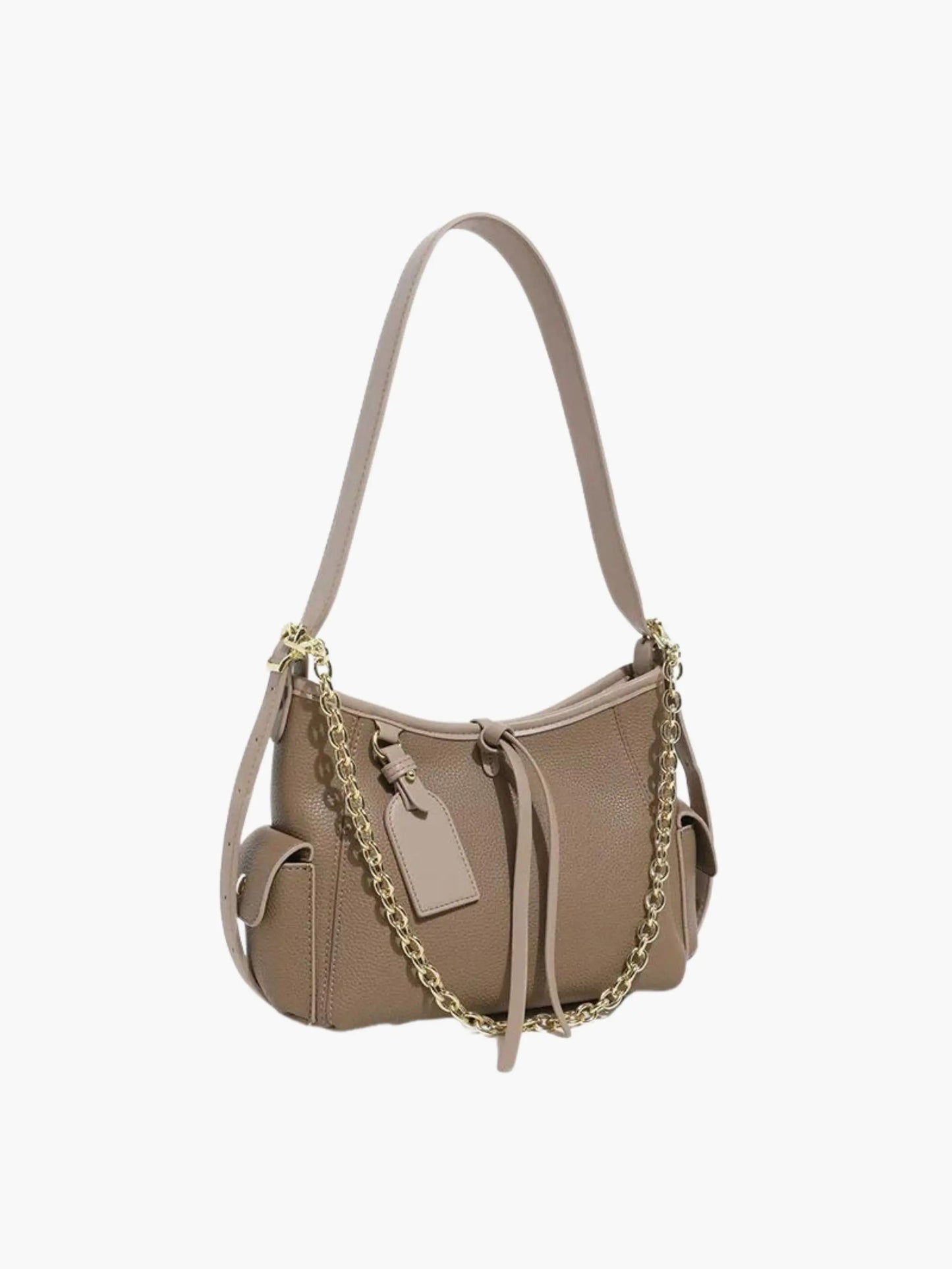 Leren Schoudertas met Ketting Detail Stijlvol Design