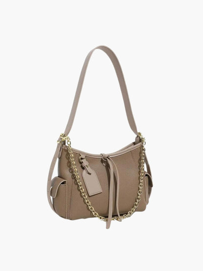 Leren Schoudertas met Ketting Detail Stijlvol Design