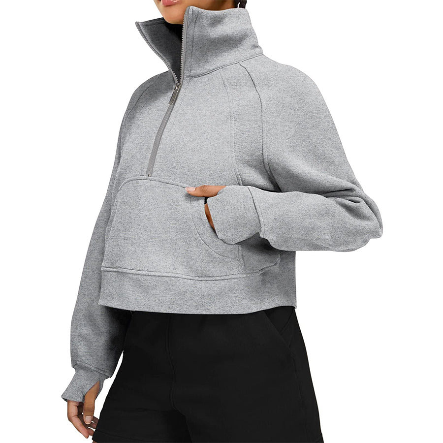 Dames Sweatshirt Sportief Comfortabel met Halve Rits - Mode Vibes