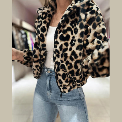 Dames Faux Fur Jas Kort Leopard Stijlvol