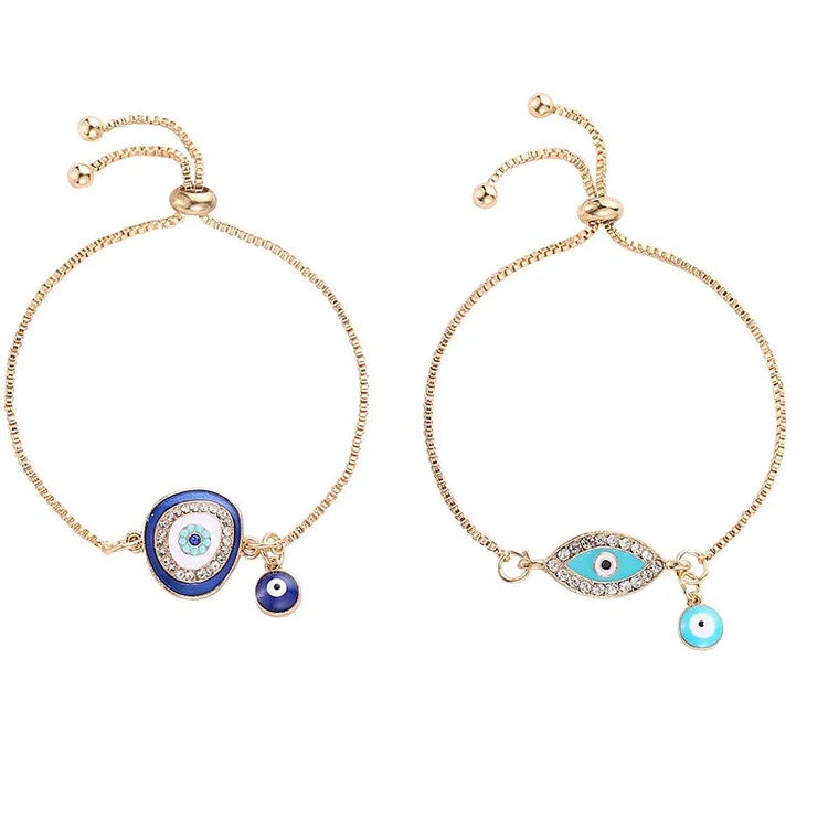Boze Oog Armband Ethnostijl Zilverkleurig Beschermingssymbool - Mode Vibes