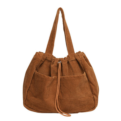 Dames Schoudertas Ribfluweel Vintage Stijl met Trekkoord