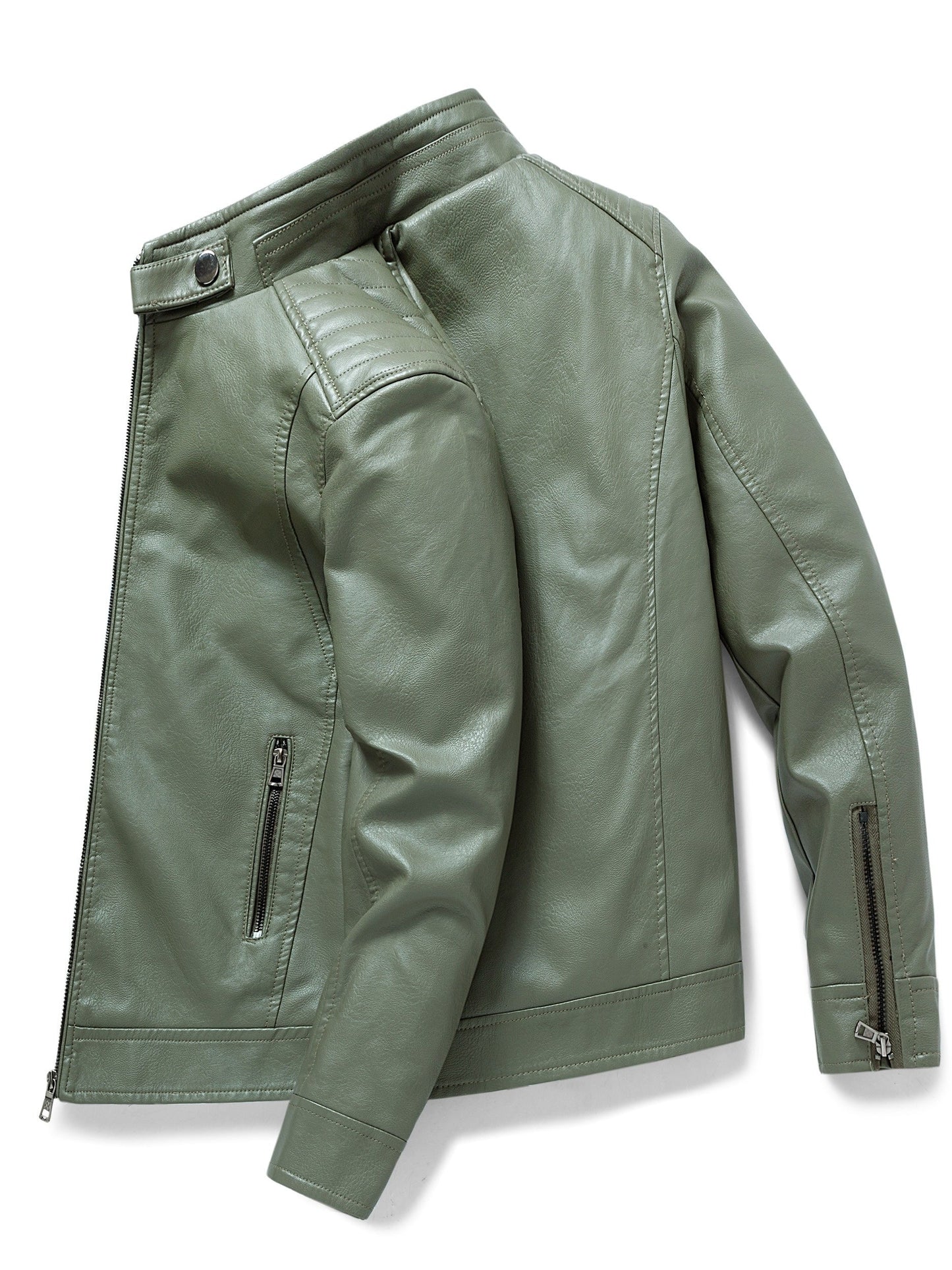 Demetrio | Elegante giacca in pelle con tasche a zip