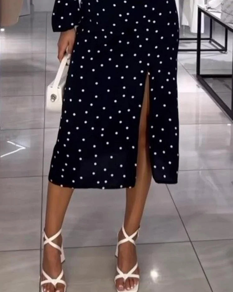 Sienna | Vestito spaccato a pois eleganti