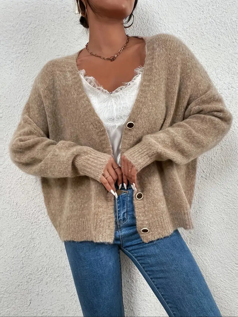 Gebreide Trui Khaki Dames Collectie Evelyn