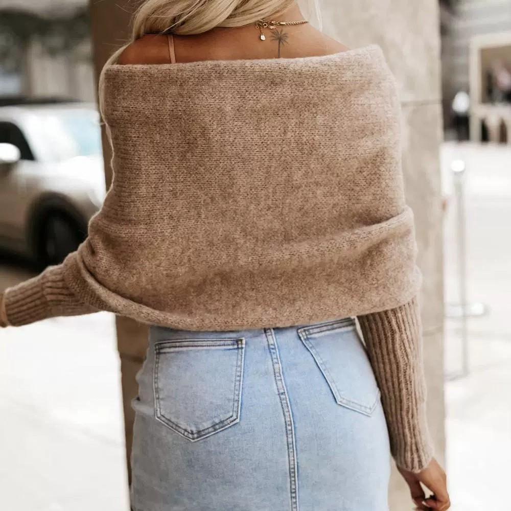 Dames Gebreide Off-shoulder Trui Zacht Stijlvol