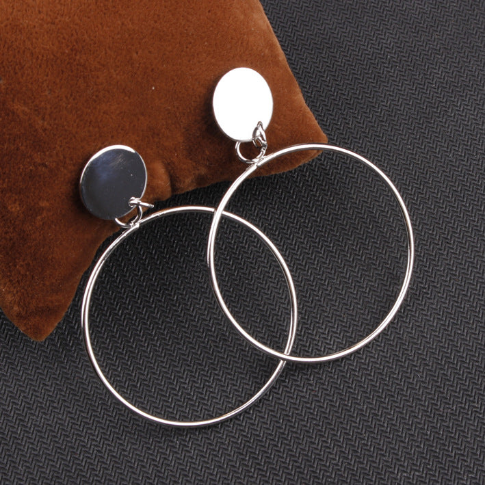 Dames Oorbellen Groot Rond met Schijf Detail