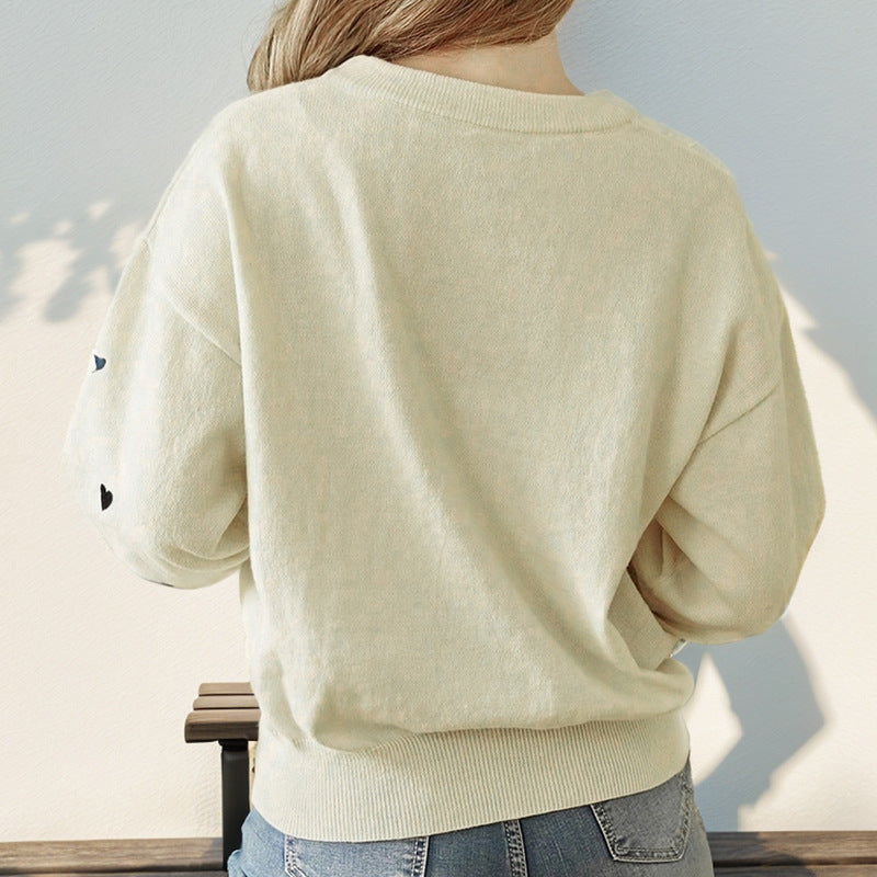 Dames Trui Gebreid met Hartjes Stijlvol Elegante Look
