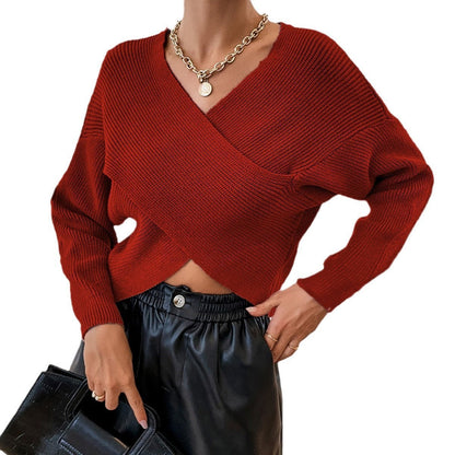 Dames Trui Gebreid V-Hals Overslag Trendy Design