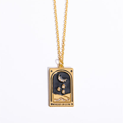Gouden Tarot Oorhanger Druppel Ketting Zirkonia