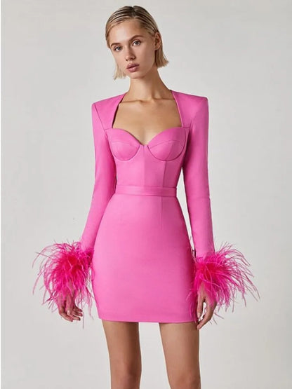 Kort Jurk Elegante Minirok voor Vrouwen met Veer Details