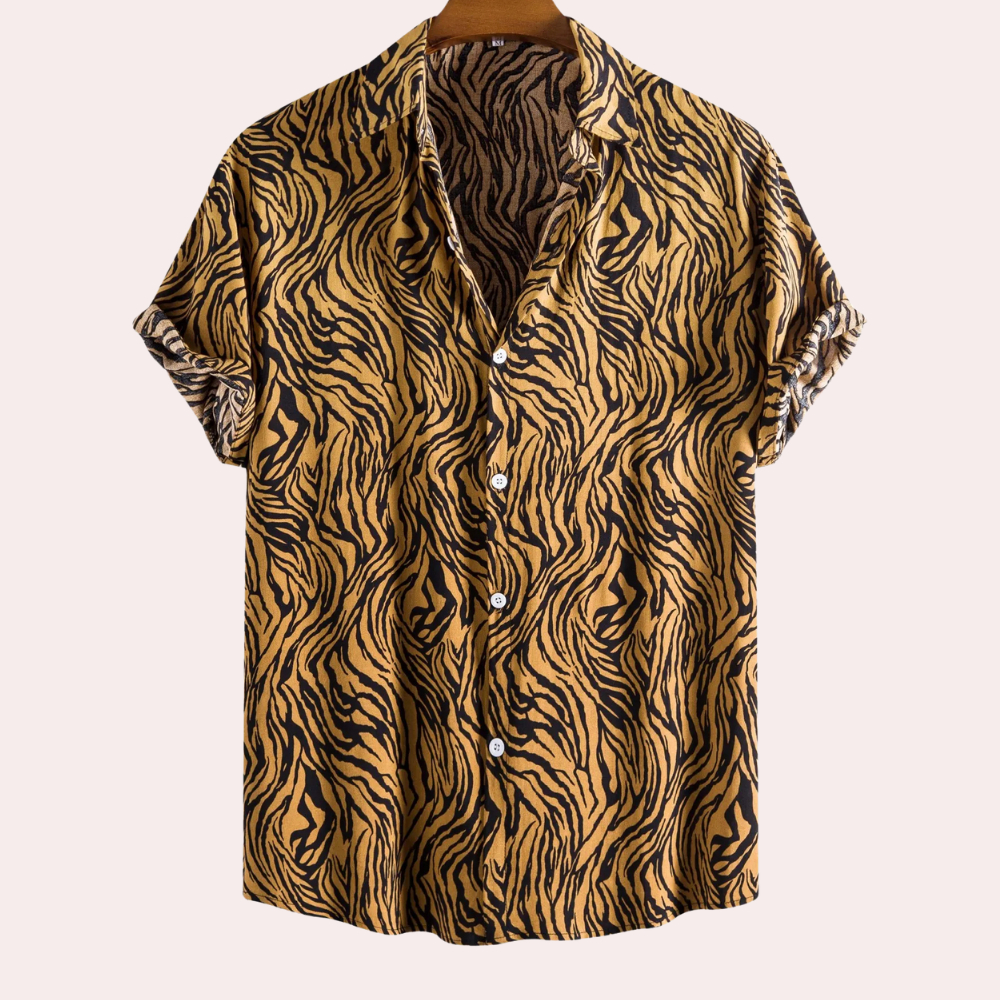 Tijgerprint Overhemd voor Mannen met Knoopsluiting - Mode Vibes