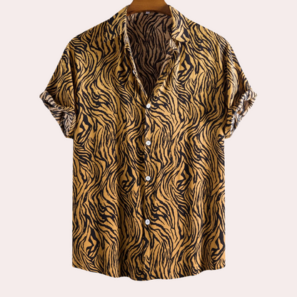 Tijgerprint Overhemd voor Mannen met Knoopsluiting - Mode Vibes