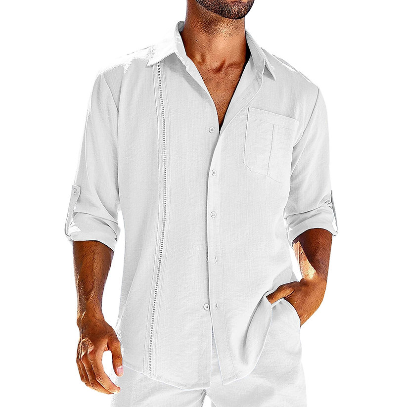 Heren Linnen Overhemd Casual Zomer Stijl