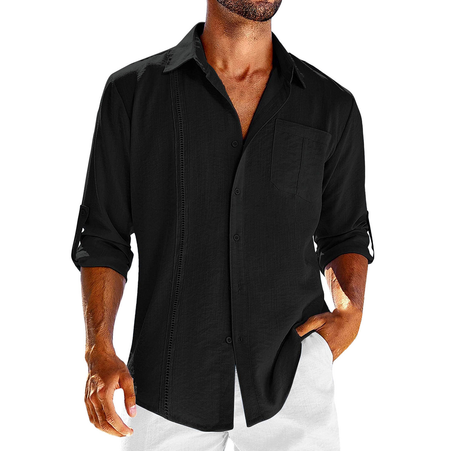 Heren Linnen Overhemd Casual Zomer Stijl