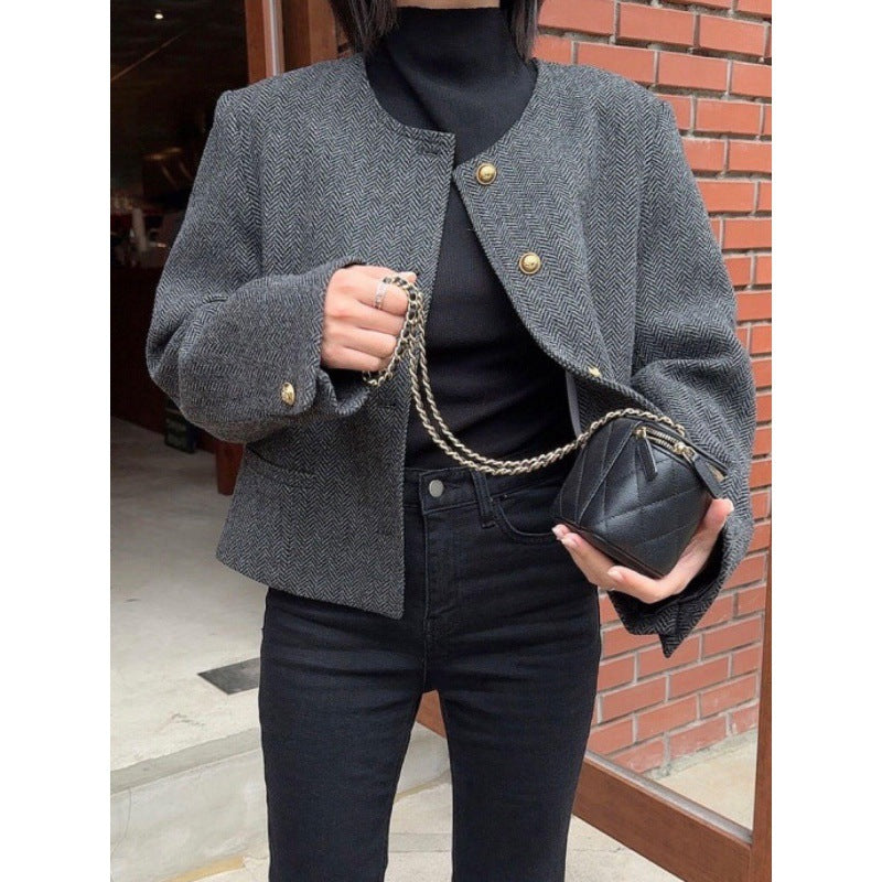 Korte Wol Blazer Dames Elegant en Warm