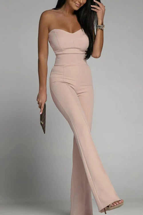 Jumpsuit Zonder Schouderbanden Hoge Taille Elegante Snit