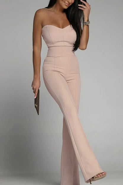 Jumpsuit Zonder Schouderbanden Hoge Taille Elegante Snit