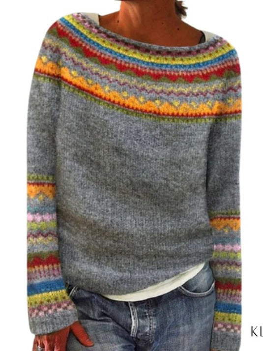 Dames Trui Nordic Motief Multi Kleur Ragna