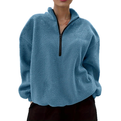 Dames Fleece Trui Warm met Halve Rits