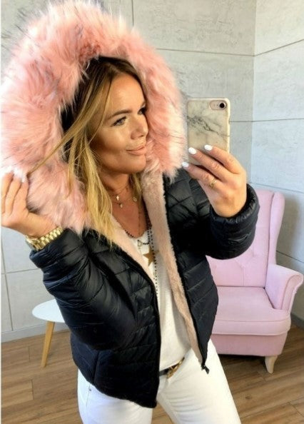 Dames Winterjas Gewatteerd met Faux Fur Capuchon Warm en Stijlvol