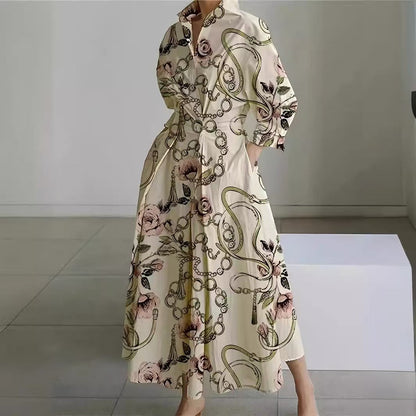 Dames Jurk met Overhemdkraag Elegante Stijl