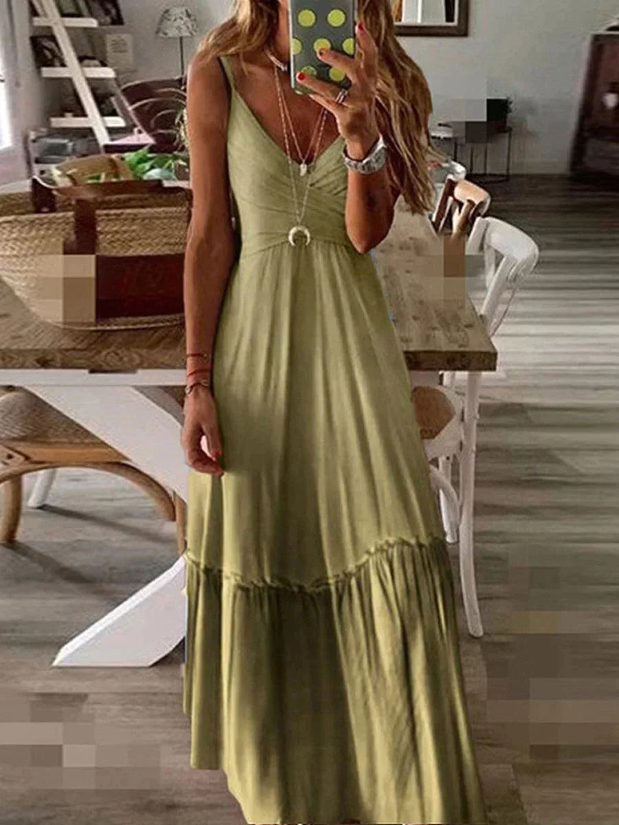 Vrouwelijke Lange Zomerjurk Elegante Casual Stijl