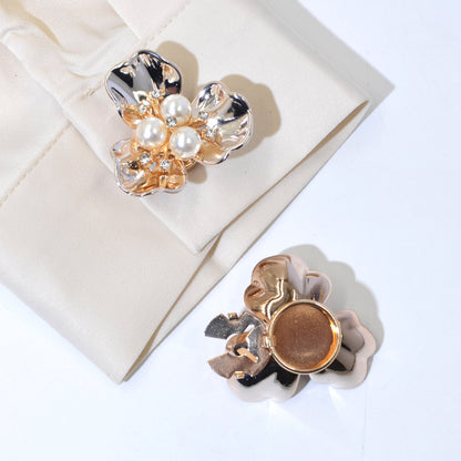 Dames Manchetknopen Bloem Motief met Parel Detail - Mode Vibes