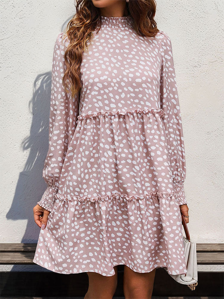 Dames Babydoll Jurk met Bloemenprint en Plooi Details