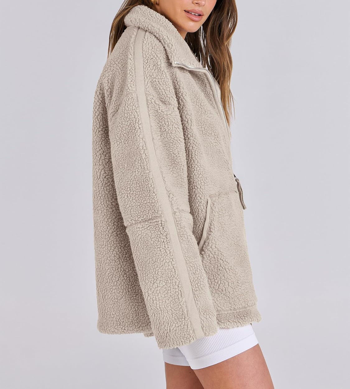 Dames Fleece Jas Oversized Warm en Zachte Winterjas