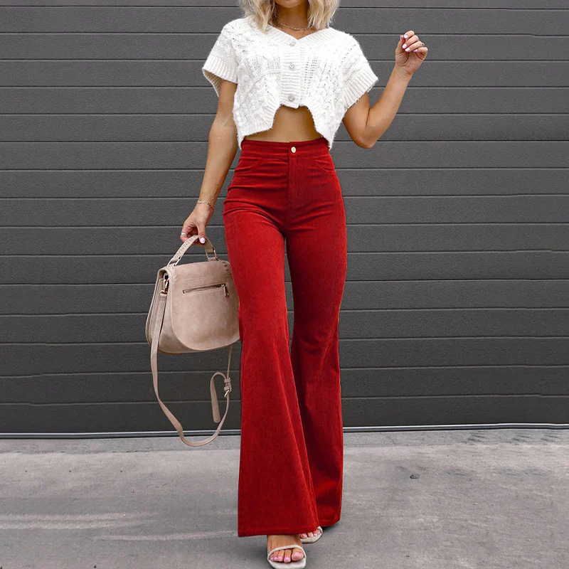 Dames Flared Broek Hoge Taille Slank Gesneden