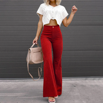 Dames Flared Broek Hoge Taille Slank Gesneden