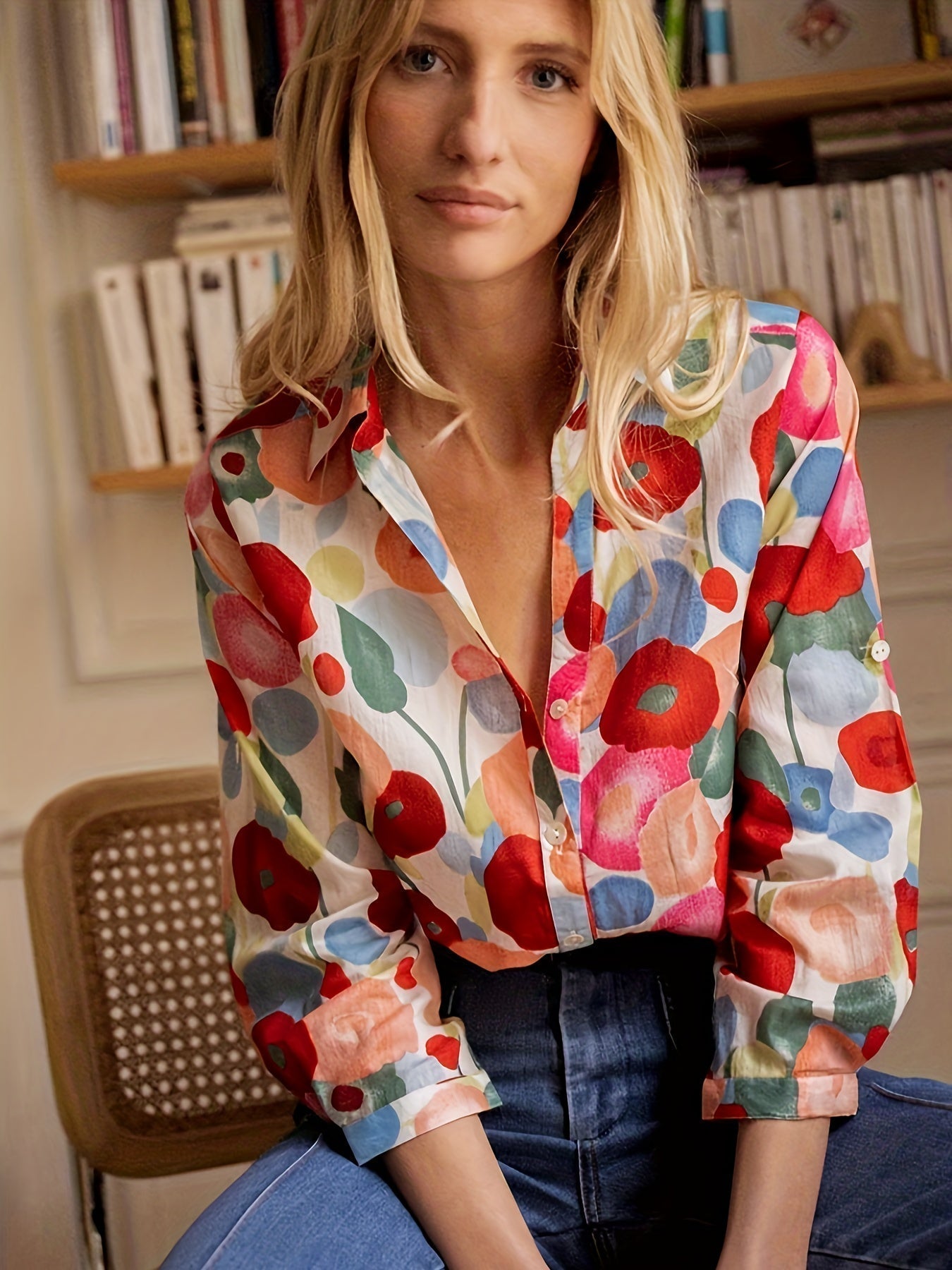 Vrouwelijke Blouse Lange Mouwen Klassiek Elegante Stijl