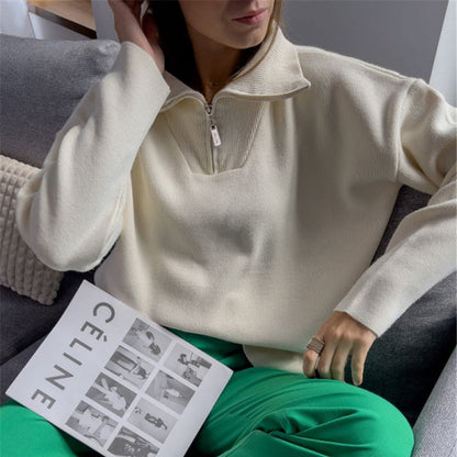 Dames Trui met Kraag en Rits Trendy Basiscollectie