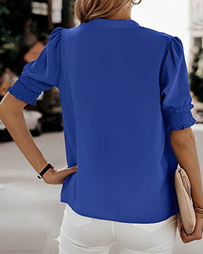 V-hals Blouse Korte Mouwen Elegante Zomer blouse