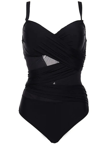 Plus-Size Badpak Effen Stijlvol voor Vrouw