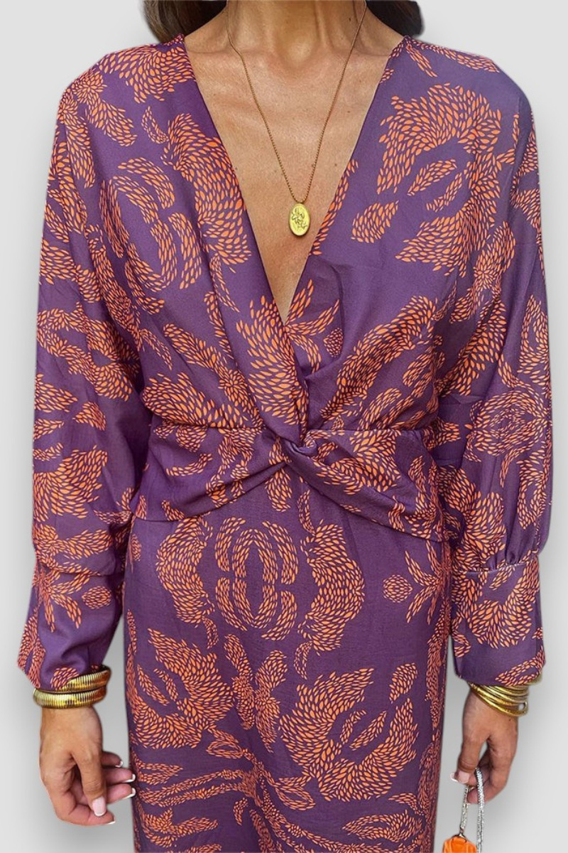 Midi-Jurk Bloemenpatroon Elegante Stijl
