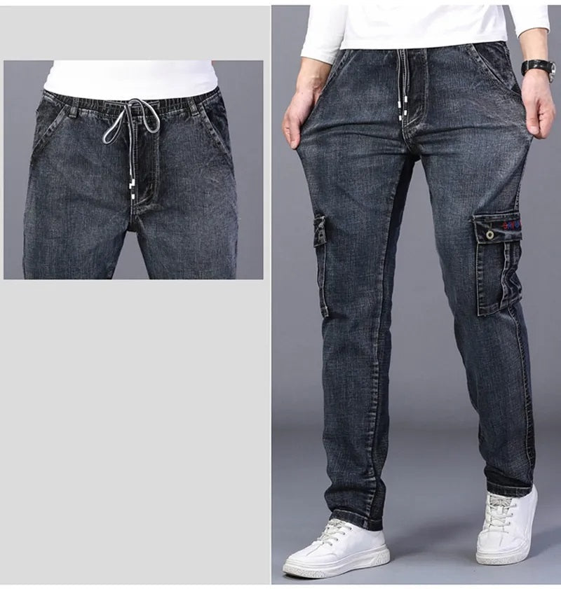 Warme Plus Size Jeans voor Vrouw met Meerdere Zakken