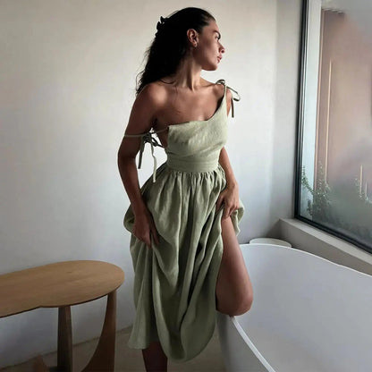 Linnen Zomerjurk Licht & Elegante Stijl - Mode Vibes