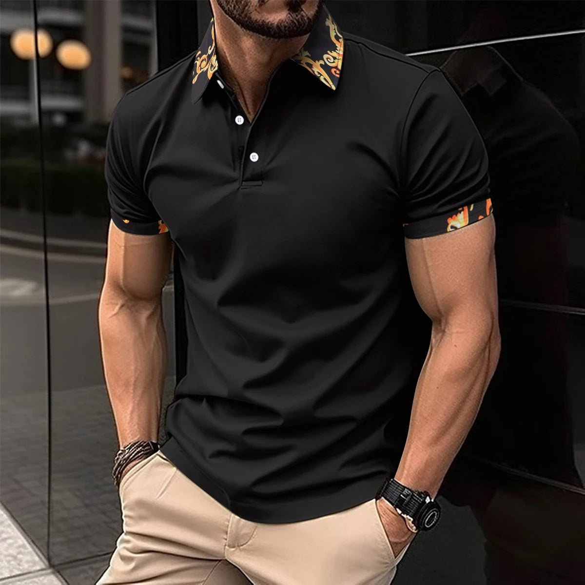 Plus Size Polo Shirt Gestreept Stijlvol voor Mannen