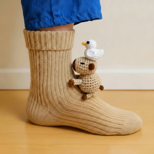 Dames Gebreide 3D Dierensokken voor Binnen
