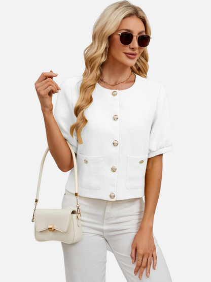 Dames Cropped Jasje Tweed Elegant - Mode Vibes
