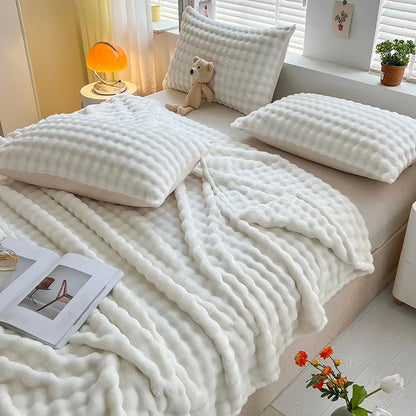 Zachte Fleece Deken met Bubbeltextuur Warm en Plush