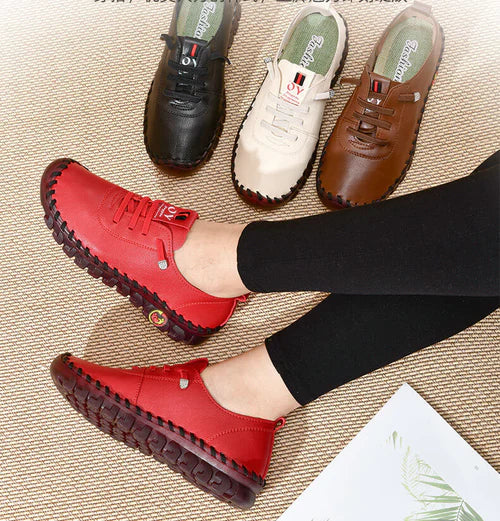 Dames Loafer Comfortabel Plat Leer