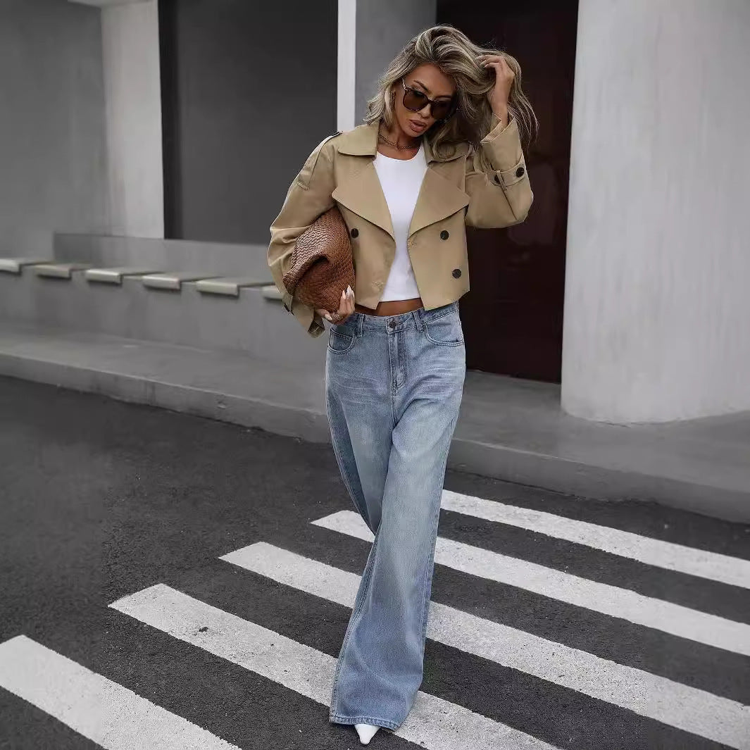 Korte Khaki Trenchcoat Dames