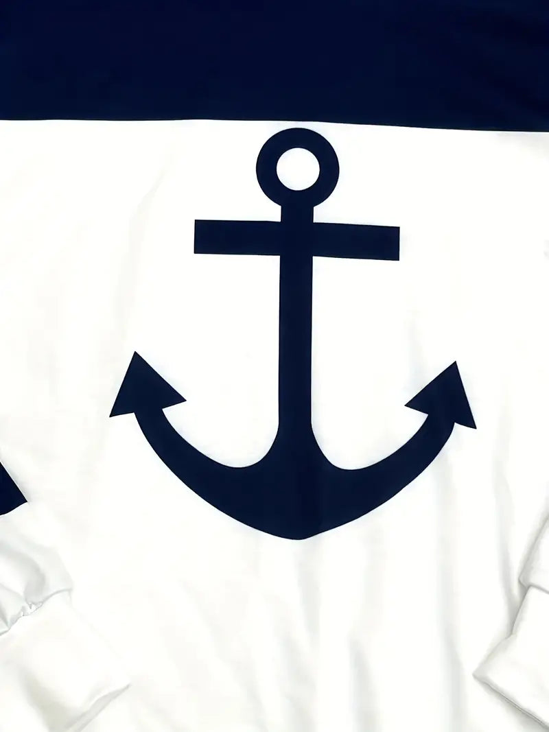 Nautische Hoodie Anker Print Zeeman Stijl - Mode Vibes