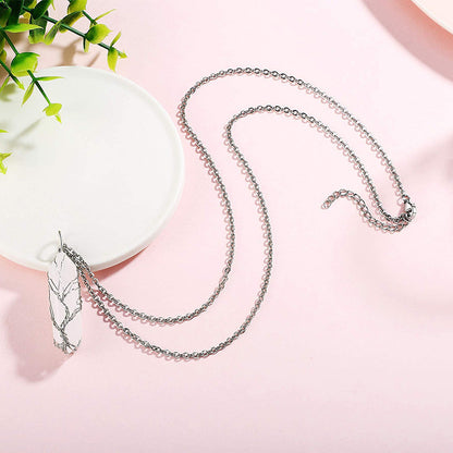 Edelsteen Halsketting Levensboom Kristal Zilver Kleur