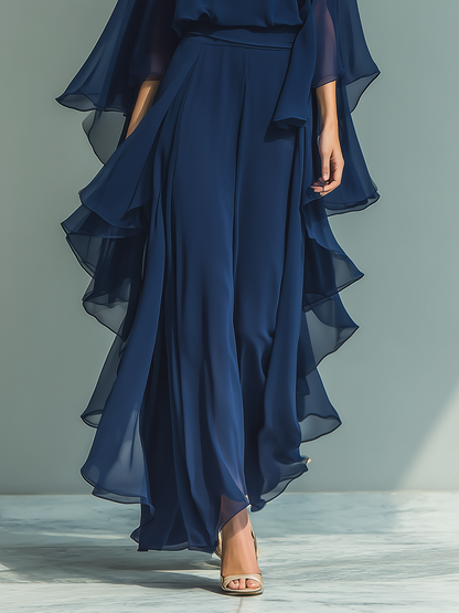 Dames Chiffon Set Met Ruches Elegant