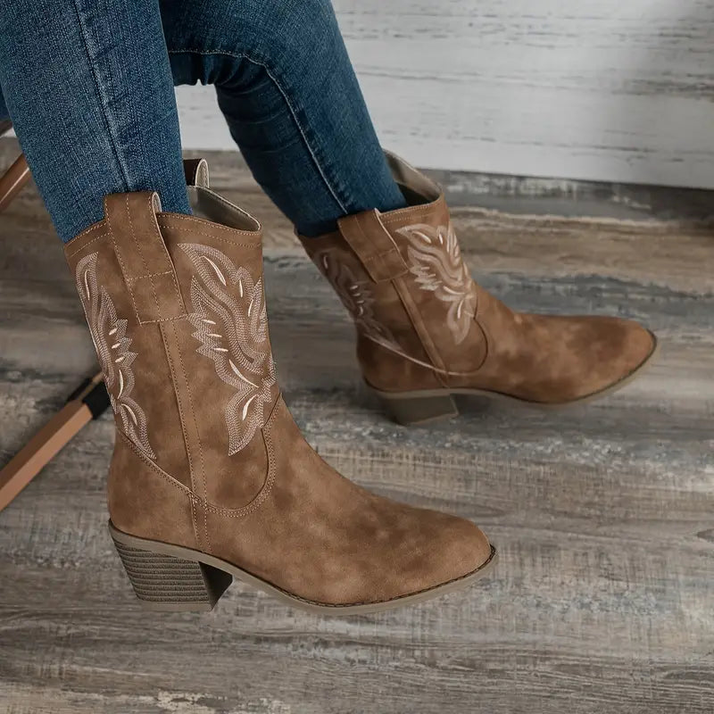 Hoge Hak Laarzen Retro Stijl Damesschoenen